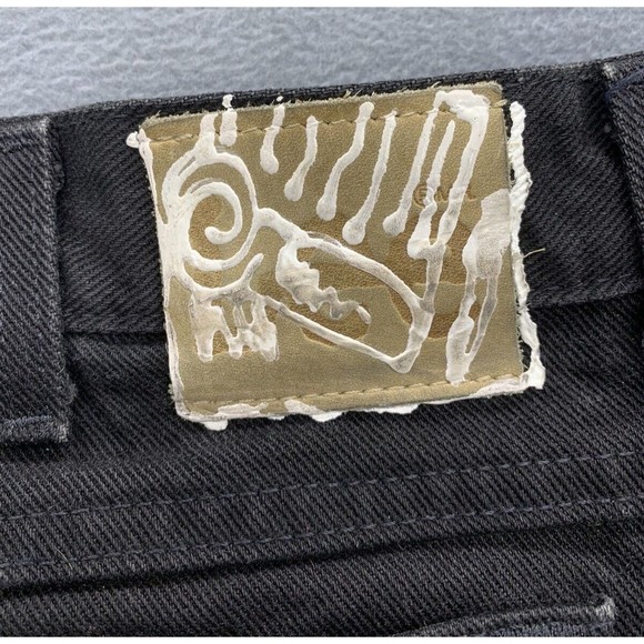 Vtg Lee 1889 Denim Jeans Men's 40 X 30 Black Half Wayzz Calouge Art Tagged Pants - Picture 14 of 16